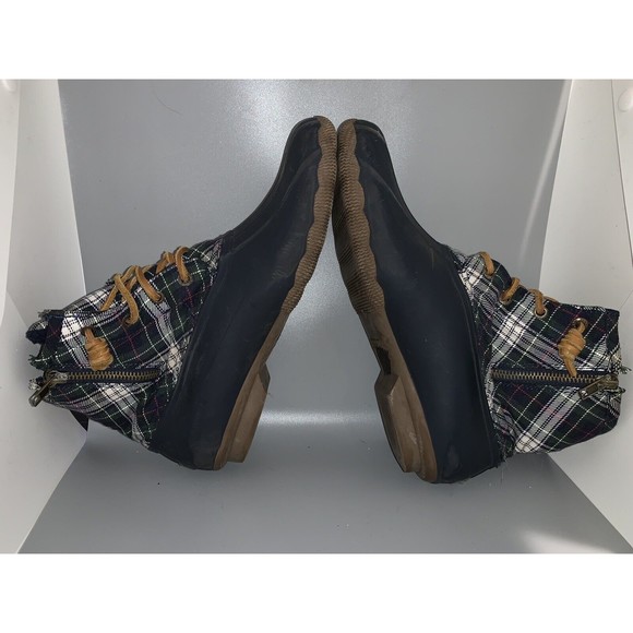 Sperry Womens 10 Blue Top Sider Saltwater Plaid Duck Boot STS94187 Rubber - Picture 6 of 8